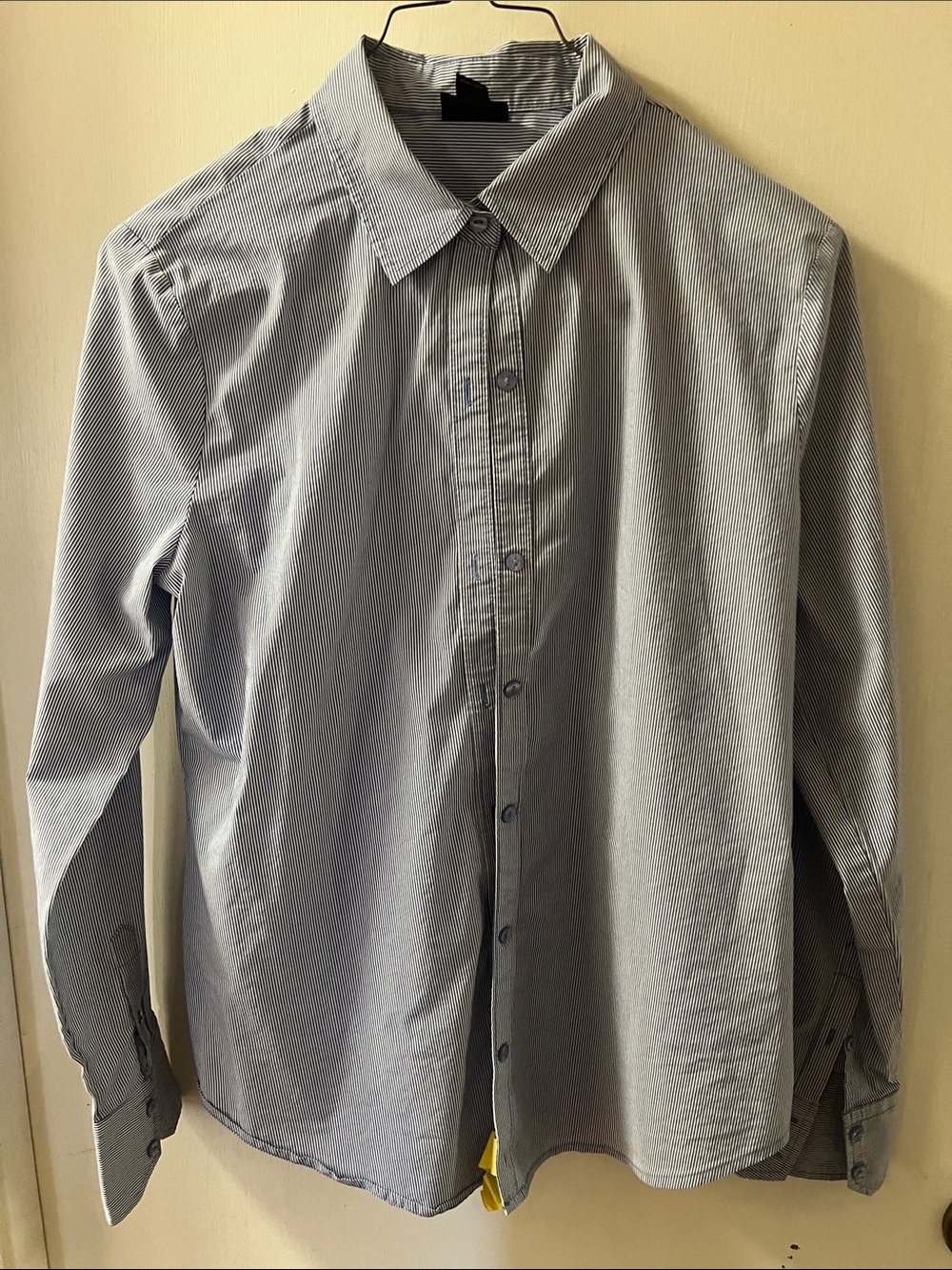 Women’s Long-Sleeve Button-Up Shirt - Blue Stripe